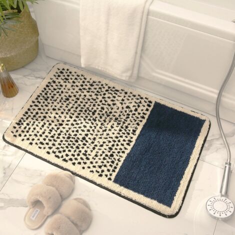Tapis de salle de bain absorbant de luxe minimaliste, tapis d'entrée de salle de bain antidérapant - 40 x 60 cm (1/2)
