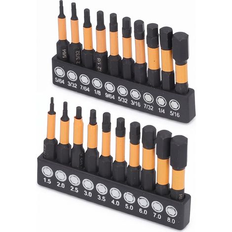 Coffret 20PCS Embouts Magnétiques Allen 1/4" Tête Hexagonale Acier S2 pour Tournevis et Perceuse Percussion (1/5)