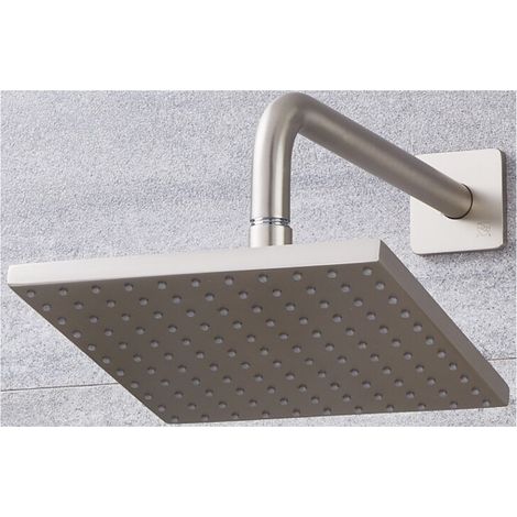 Milano Hunston 200mm Square Fixed Rainfall Shower Head with Wall Mounted Arm – Brushed Nickel (1/5)