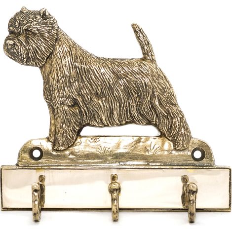 Portachiavi con immagine di un cane, in ottone, ideale per accessori per cani, elegante decorazione da corridoio, firmato Art-Dog. (1/5)
