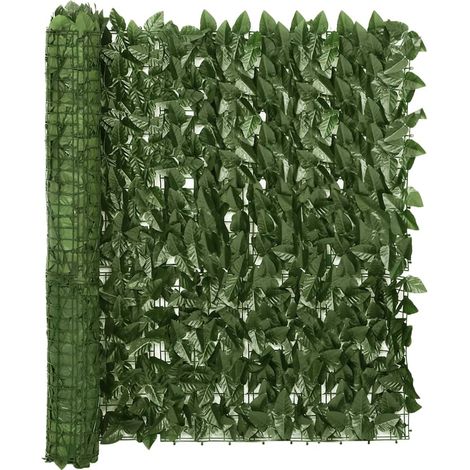 Écran de balcon brise pare vue protection confidentialité avec feuilles 600 x 100 cm vert foncé