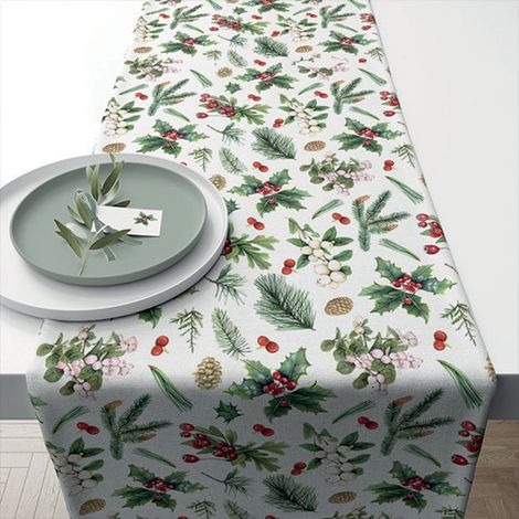 Chemin de table en coton Verdure d'hiver 40 x 150 cm (1/2)