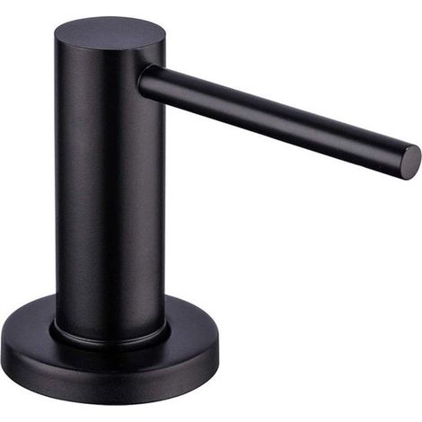 Dispenser di sapone da 500 ml, in acciaio inox 304, girevole a 360°, resistente, ricaricabile, per fori del lavabo con diametro di 25-40 mm, pratico, nero, 1 pezzo (1/5)