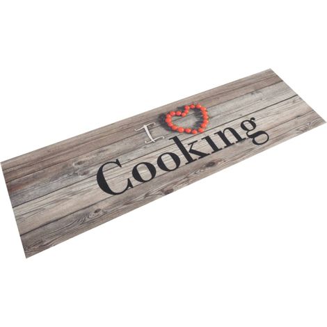 vidaXL Tapis de cuisine lavable impression cuisine gris 45x150 cm