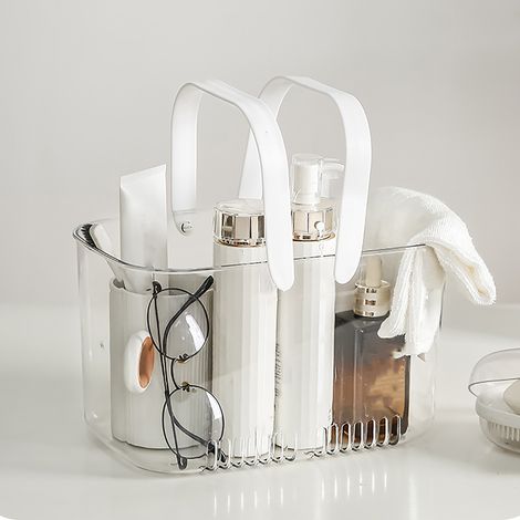 Aufbewahrungskorb fürs Badezimmer, großes Fassungsvermögen, wasserdicht, belüftet, tragbarer Organizer, Duschkorb, transparent (1/5)