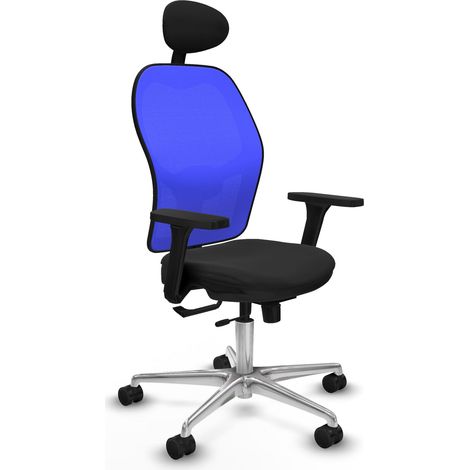 Sedia da ufficio piqueras y crespo Jorquera pelle sintetica nera rete blu (1/2)