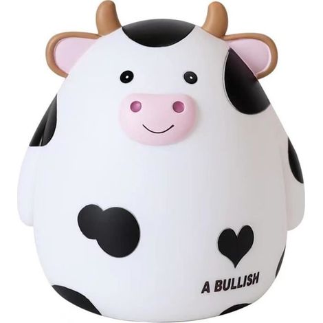 Tirelire - Enfant - Vache - PVC - 16,5 x 14 x 16,5 cm - Noir/Blanc (1/4)