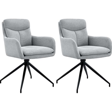 Juego de 2 sillas de comedor con reposabrazos y asiento giratorio en tela gris claro 100007826 (1/5)
