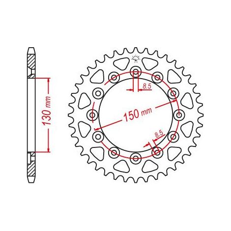 Couronne Acier TT Ultralight Honda-Yamaha - 520 - 47 Dents - Made in Germany (1/2)