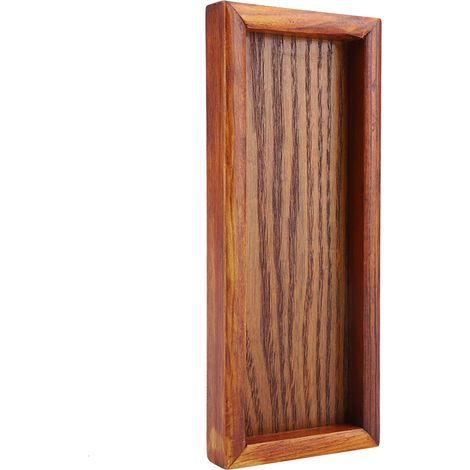 Plateau rectangulaire en bois pour thé, service de table, assiette à en-cas, plat de rangement pour aliments, idéal pour l'hôtel et la maison (20 x 8 cm) (1/5)