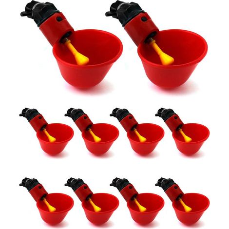 10 Pcs Abreuvoir Poules Automatique, Abreuvoir Volaille en Plastique pour Oiseau Caille Pigeon Poulet Poule (25mm, pour Seaux) (1/5)