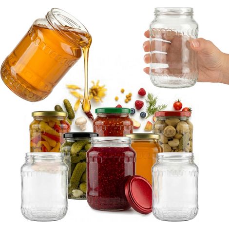 24 barattoli da 720 ml con coperchi da 82 mm per sottaceti, conserve, succhi di frutta, funghi (1/5)