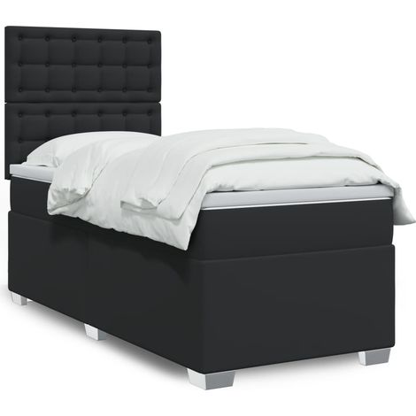 Boxspringbett mit Matratze Schwarz 90x190 cm Kunstleder