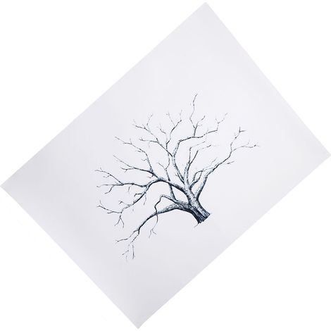 Arbre à empreintes digitales sur toile, signatures personnalisées des invités de mariage à l'encre (1 Tronc noir) (1/5)