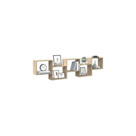 Étagère cube murale 5 compartiments chêne sonoma (1/5)