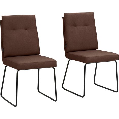 Irene-Ensemble de 2 chaises de salle à manger rembourrées en cappuccino en microfibre