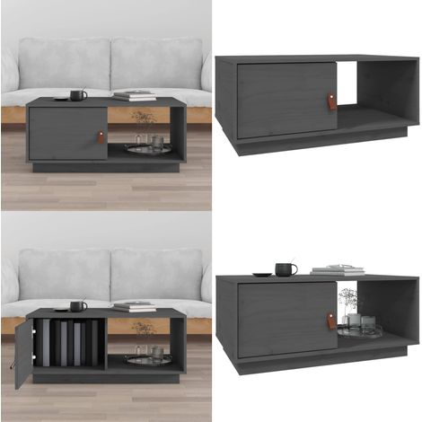 Table basse Gris 80x50x35,5 cm Bois massif de pin - Table Basse - Meuble Salon - Table D'appoint - Table Latérale - Bois Massif - Home & Living (1/5)