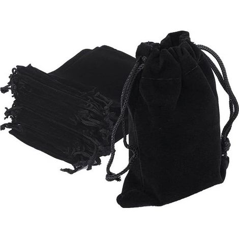 Paquete de 10 bolsas de terciopelo negro con cordón ajustable: perfectas para envolver joyas como regalo