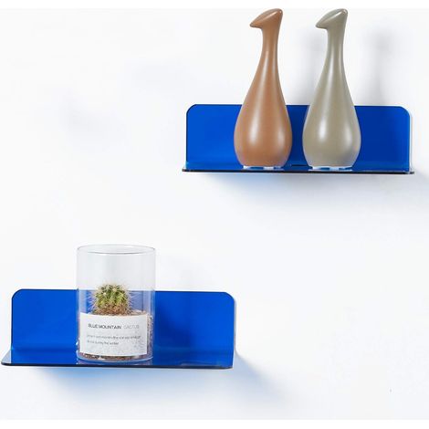 Set mit 2 Wandregalen ohne Bohren zur einfachen Erweiterung Ihrer Wandfläche – kleine selbstklebende Acryl-Wandregale, geeignet für Schlafzimmer, Badezimmer und Küchen. (1/5)