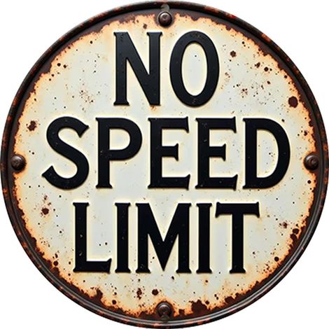 Plaque décorative vintage en métal « No Speed Limit » - Pour chambre de garçon, garage, rue - 30 x 30 cm (1/5)