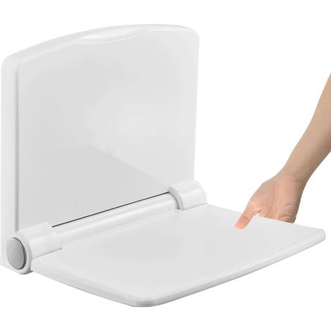 Siège de douche rabattable 200kg – Chaise antidérapante pour personnes âgées – Installation facile – Acier inoxydable et plastique ABS blanc