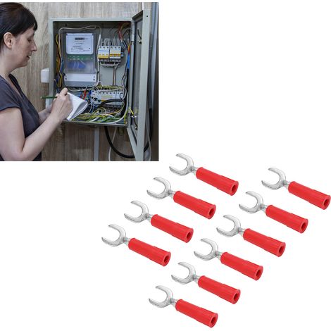 8 mm Y-Verbinder J.20020, 8 mm U-Verbinder mit 4 mm Buchse am Ende, PVC-Ummantelung, vernickeltes Kupfer, Bananenstecker, 10 Stück in Rot verkauft. (1/5)
