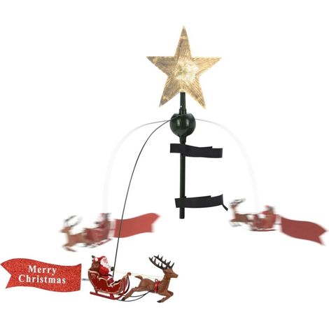 Stella con LED in alto Albero di Natale con Movimento 22x8x51cm