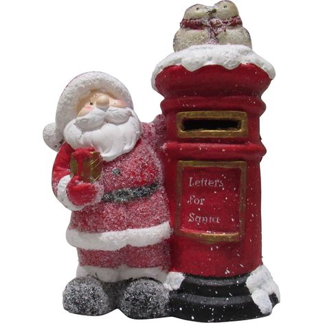 Santa Letter Box Christmas Figurine (Traditional Xmas Postbox Decoration Mail) (1/5)