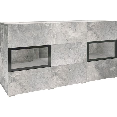 Cómoda Serodeu 101, Hormigón, Con cajones y puertas, Número de cajones: 3, 70x132x39cm (1/5)