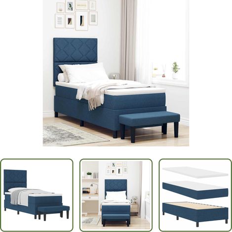 Lit moderne - Lit à ressorts avec matelas Bleu 80 x 200 cm tissu (1/5)