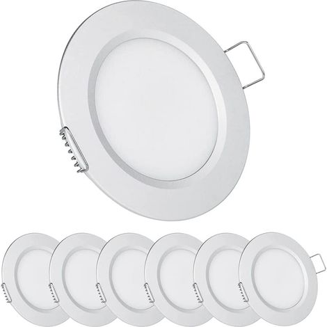 Lot de 6 Spot LED, encastrable 12V 3W, diamètre 70mm, finition noire, blanc froid, pour camping-car, bateau, caravane (1/5)