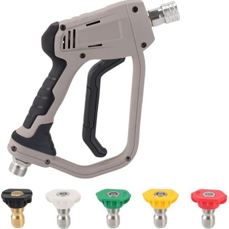 Pistolet de lavage haute pression 4000 PSI - Yuirshion 5 buses - Raccord rapide - Avec interface M22 - Adaptateur Karcher K1-K7 compatible - Kit de pistolet de lavage de voiture pour appareil de