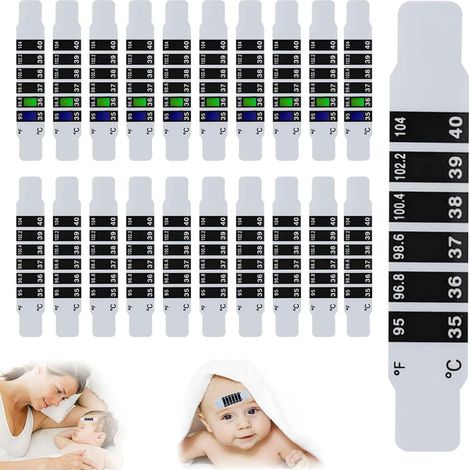 30 strisce termiche affidabili per la fronte, adesivo portatile riutilizzabile per controllare la temperatura del bambino, la temperatura dell'adulto, termometri da viaggio per borsa