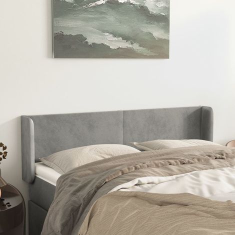 Tête de lit avec oreilles Gris clair 147x16x78/88 cm Velours vidaXL (1/5)