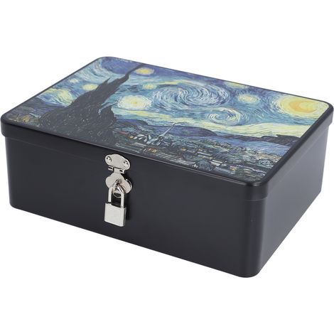 Abschließbare Aufbewahrungsbox mit Deckel, multifunktionaler Organizer, Vintage-Metallbehälter für Make-up, Schmuck, Münzen und Bastelarbeiten (1/5)