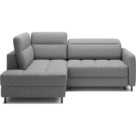 Divano letto angolare sinistro BARNEA 208 cm grigio mélange con contenitore (1/5)