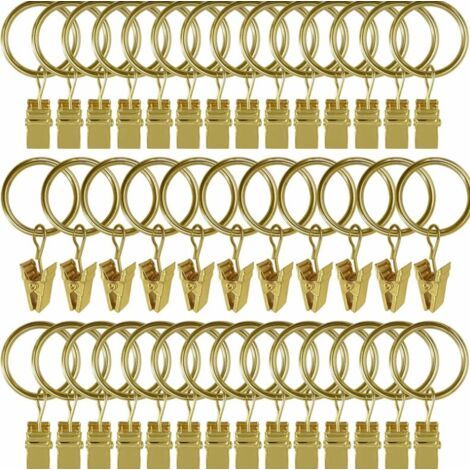 royaluxe-30 Pièces Anneaux de Rideau avec Pince, Antirouille Anneaux Rideaux, Crochets de Rideau en Métal, Anneau de Tringle à Rideau pour Rideaux de Douche et de Fenêtre(3.538MM) (1/4)