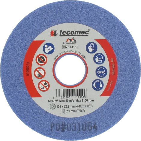 Meule D'affûtage Tecomec 105 X 22,2 X 2,9mm, Pour Chaînes D'élageuses 1/4 Mini.