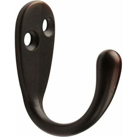 Set of 6 sturdy wall hooks including 12 screws for bedroom, bathroom, kitchen, wall door (oiled) (1/4)