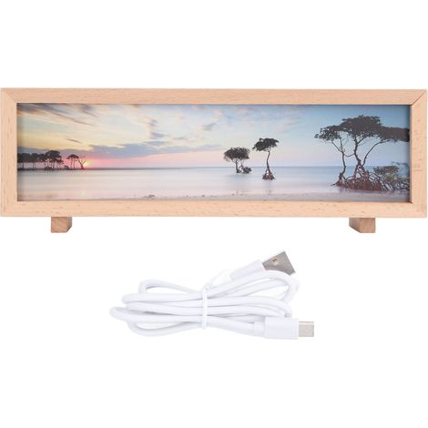 Ortviai Veilleuse LED dimmable avec chargeur sans fil, lampe de table décorative pour chambre, bois et acrylique, 27 x 9 x 7 cm (1/5)
