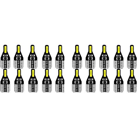 Lot de 20 ampoules LED T10 W5W pour éclairage intérieur de voiture (compatibles Toyota Avensis, Rav4, Opel Astra, Mokka, Ford Focus 2/3 et Fiesta, 12 V). (1/5)
