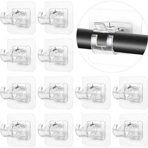 12-Piece No-Drill Curtain Rod Holders, No-Drill Curtain Hangers, Transparent Adhesive Curtain Hangers, Curtain Tiebacks (1/4)
