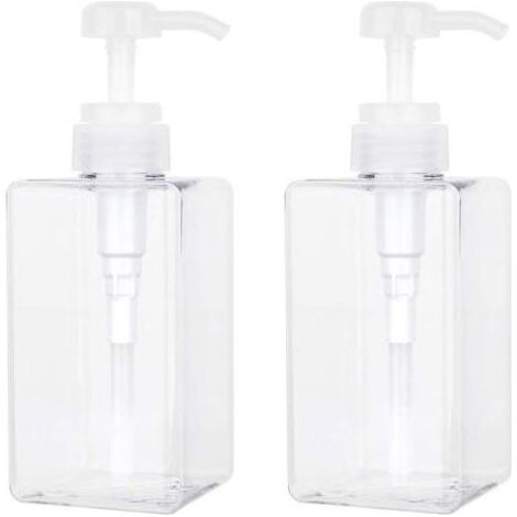 450 ML Distributeur de Savon, Lot de 2 Flacon Pompe Vide en Plastique Conteneur de Bouteille pour la Cuisine et la Salle de Bain - Transparent (1/5)