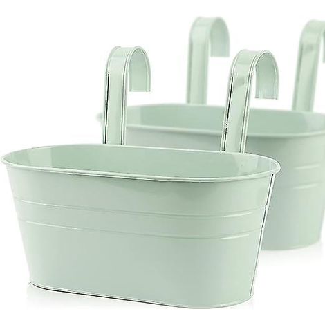 2pcs Pots De Fleurs Suspendre Mtal, Gris Vert, Avec Double Crochet Amovible Pot Plante Supendu Pour Dcoration Jardin Balcon Terrasse Intrieur Ou (1/5)