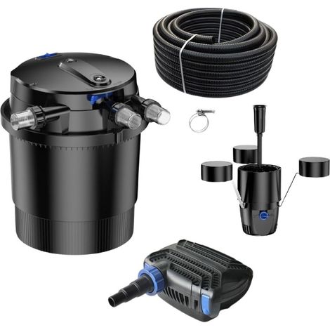 Druckteichfilter Set CPU 20000 mit 50W Eco Pumpe 10m Schlauch externer Skimmer Nr.42