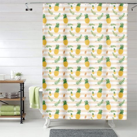 Rideau de douche motif flamant rose tropical moderne, tissu polyester, 90x180 cm (1/5)