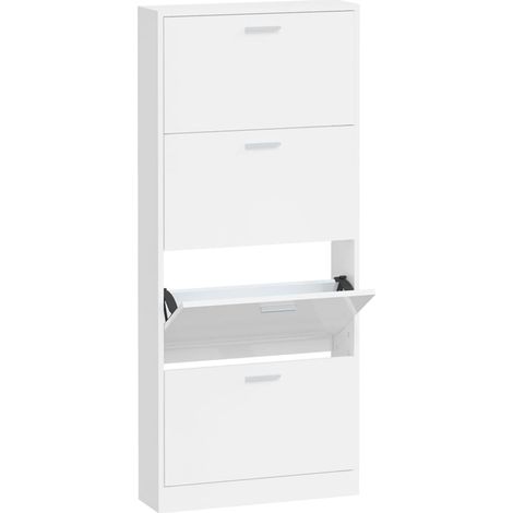 vidaXL Scarpiera Bianco Lucido 59x17x150 cm in Legno Multistrato