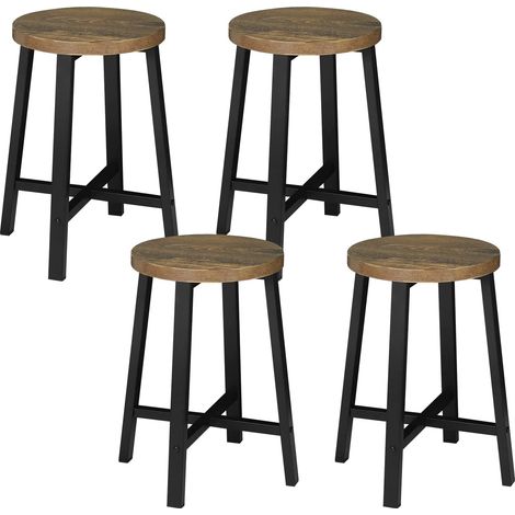 Woltu – Lot de 4 chaises de salle à manger – Panneaux de particules E1 + métal noir – Style industriel marron rustique – Hauteur 46cm, capacité 100kg (1/5)