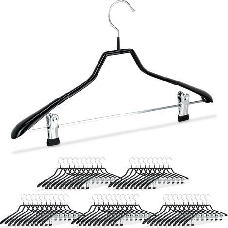 Relaxdays Cintres pour costumes revêtement antidérapant métal 42 cm lot de 50, noir
