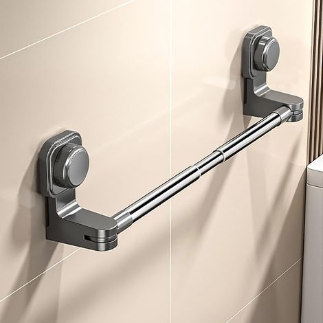 Toallero extensible con ventosa de 28 a 56 cm, desmontable y reutilizable, para azulejos y mármol (Gris) (1/5)
